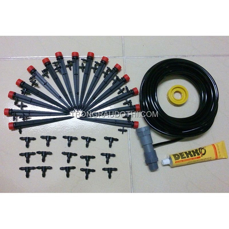 Bộ tưới nhỏ giọt mini 15 bec tưới rất dễ lắp đặt cho chậu cây ban công