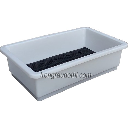 Chậu thông minh trắng sâu, khay trồng rau sạch cỡ lớn