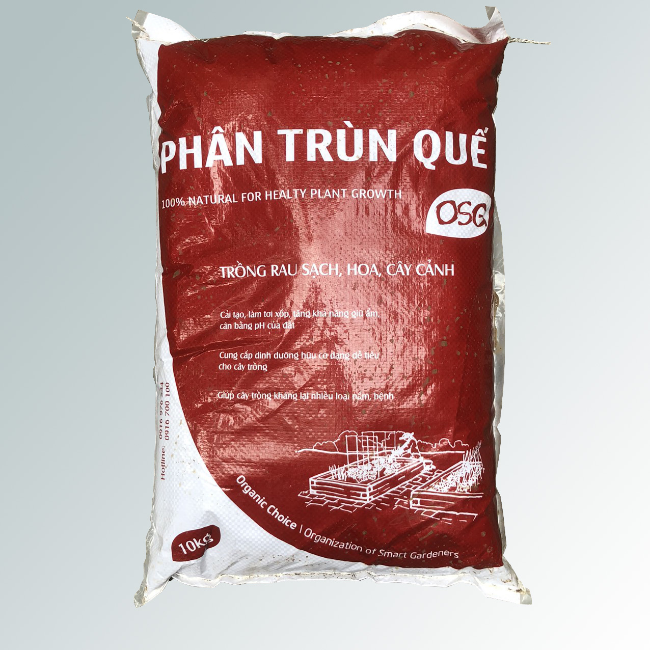 Phân trùn quế đỏ OSG đóng bao10kg cải tạo đất trồng hoàn hảo - Ảnh 1