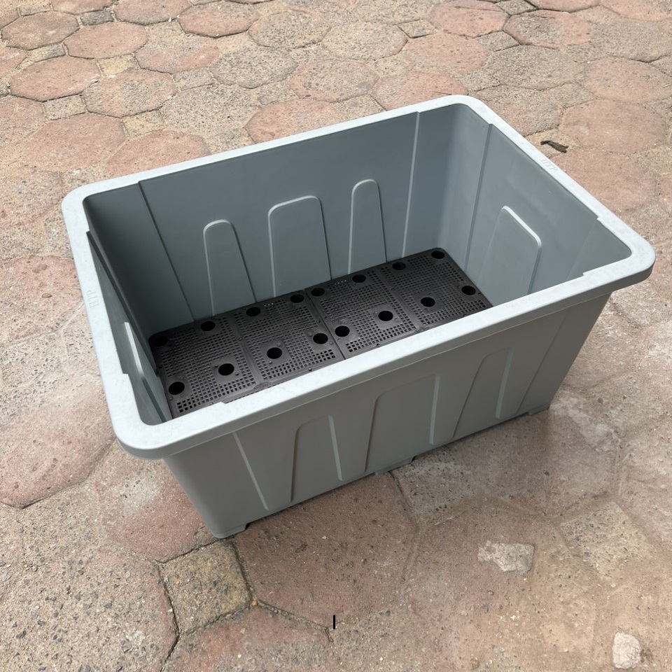 Chậu trồng rau aquaponics 70 lít màu ghi làm từ nhựa PP nguyên chất