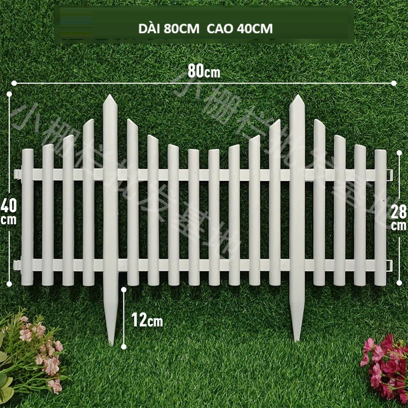 Hàng rào trang trí phong cách cổ điển chiều cao 40cm, có chân cắm