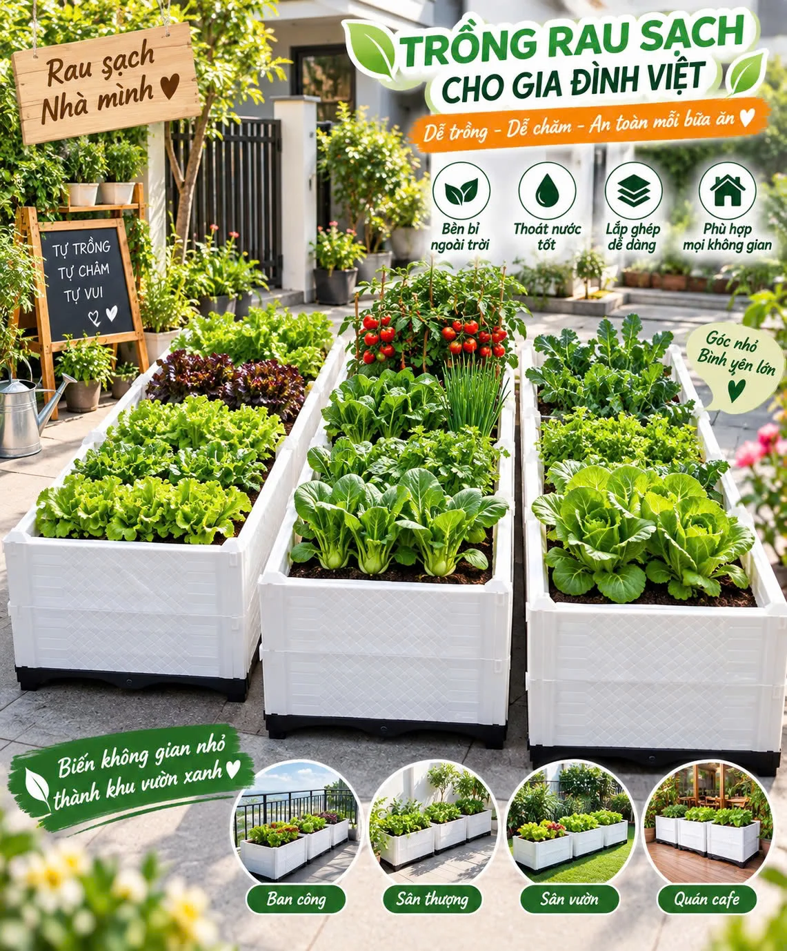 Chậu nhựa lắp ghép HDPE