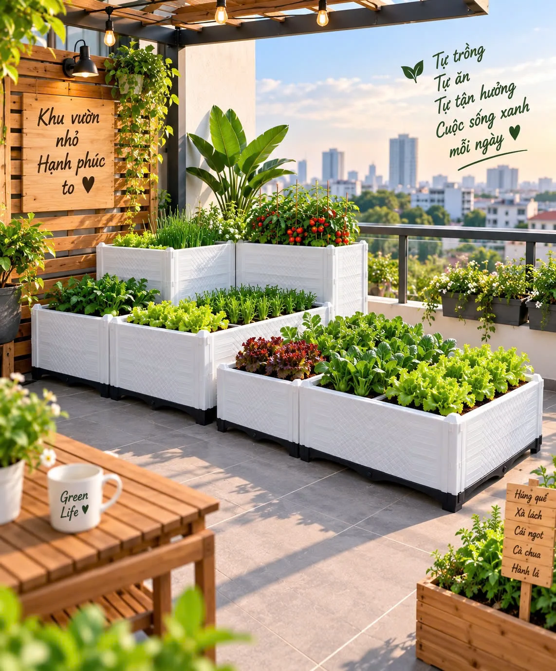 Chậu nhựa lắp ghép HDPE