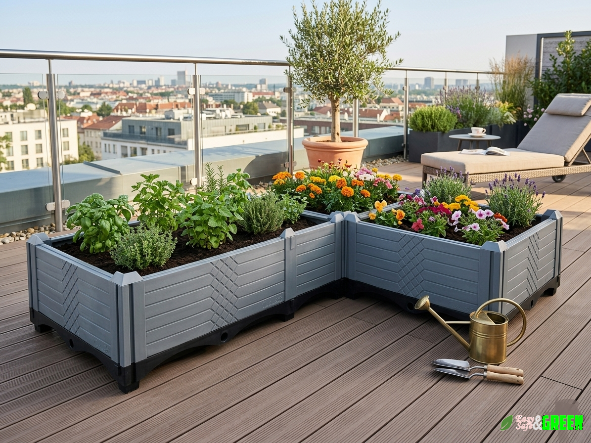 Chậu trồng rau HDPE màu ghi - kích thước 150x50x23