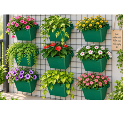 Chậu ốp tường trồng cây 20x20 có móc cài lắp đặt rất dễ