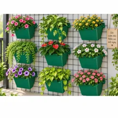 Chậu ốp tường trồng cây 20x20 có móc cài lắp đặt rất dễ