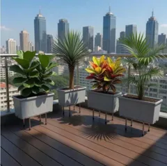 Kệ inox thiết kế bo tròn cho chậu trồng cây 32 lít